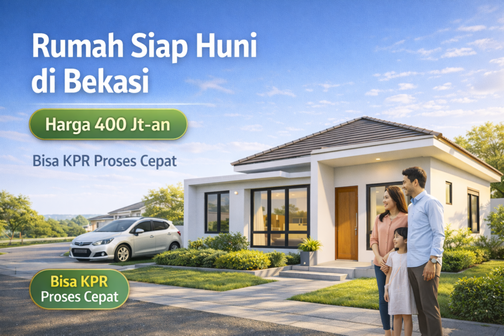 Iklan rumah siap huni Bekasi dengan harga 400 jutaan dan proses KPR cepat untuk keluarga muda